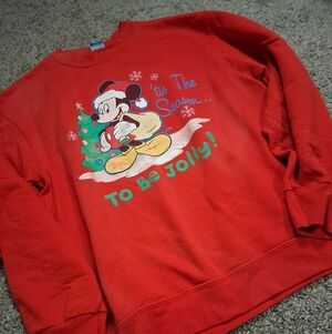 Disney Red Mickey Mouse Christmas Sweatshirt